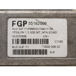 CENTRALINA MOTORE LANCIA YPSILON 843 2003 2011 1.3D 188A9000 55192098  A8905