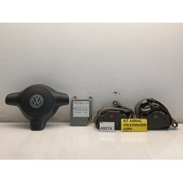 KIT AIRBAG VOLKSWAGEN LUPO VOLANTE CINTURA DX SX CENTRALINA 1C0909601  A9274