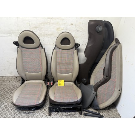 Coppia sedili Smart Fortwo 450 Tappezzeria Personalizzata pelle beige marrone  B3163