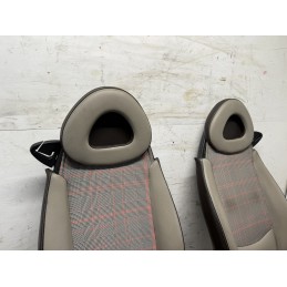 Coppia sedili Smart Fortwo 450 Tappezzeria Personalizzata pelle beige marrone  B3163