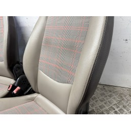 Coppia sedili Smart Fortwo 450 Tappezzeria Personalizzata pelle beige marrone  B3163