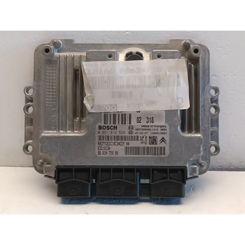 Centralina Motore Peugeot 207 1.4 HDi Bosch 0281012529 9663475880 8HZ A7628 Centralina Motore Peugeot 207 1.4 HDi Bosch 0281012529 9663475880 8HZ A7628