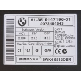 Centralina modulo elettronico CAS BMW serie 3 E90 E91 61359147196  A10679
