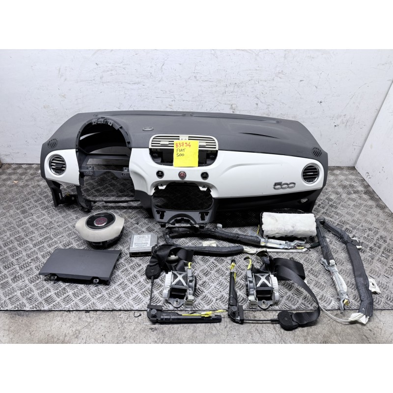 Kit Airbag Completo Fiat 500 Cruscotto Beige Panna Volante Cinture  b3794