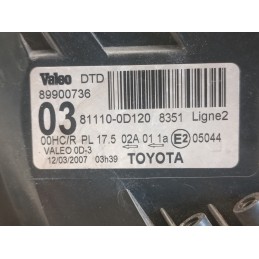Faro anteriore destro Toyota Yaris 2 serie 2005 2008 81110-0D120  A11194